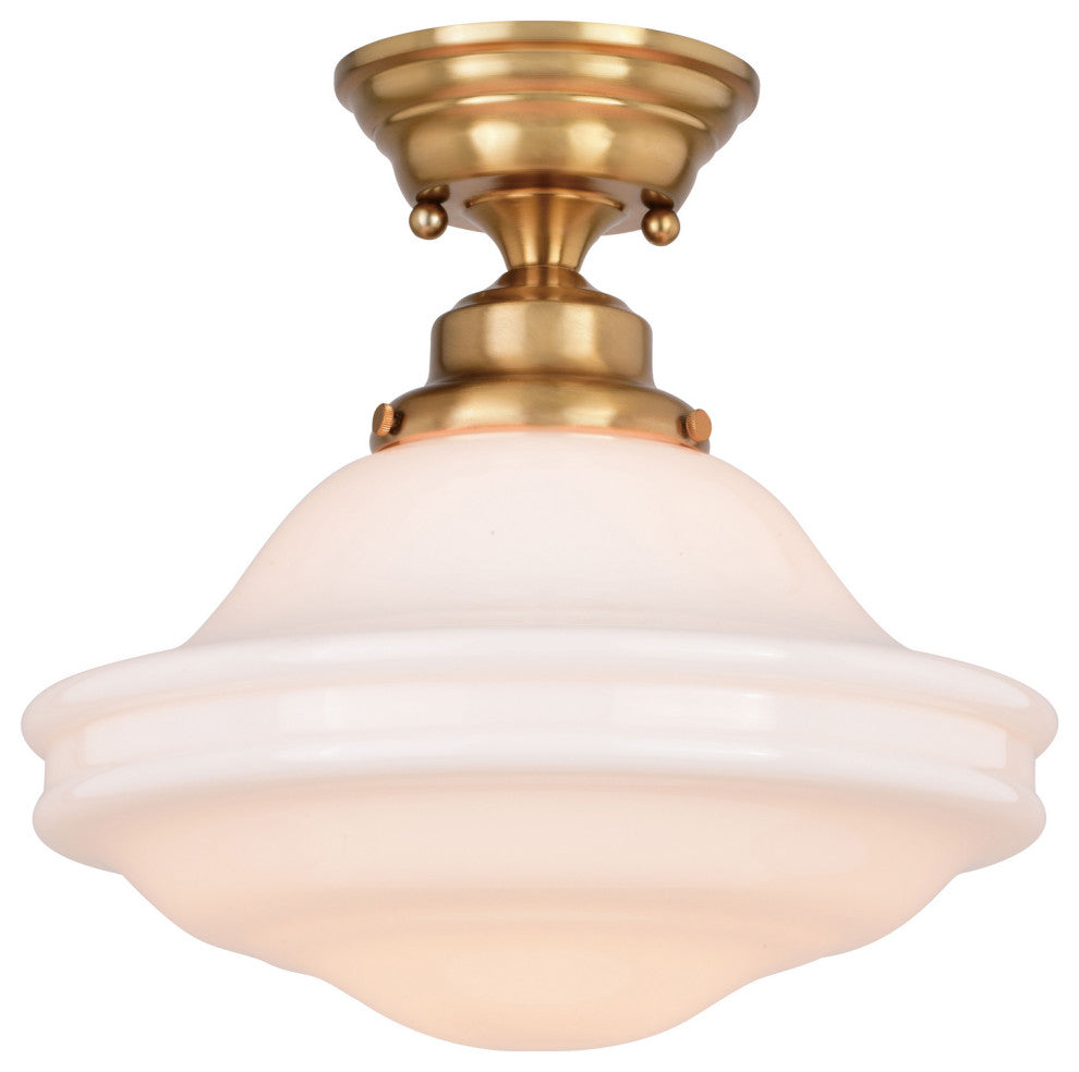 Huntley 1-Light Semi-Flush Mount, Natural Brass