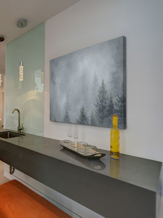 "Foggy Pines" Painting Print on Canvas