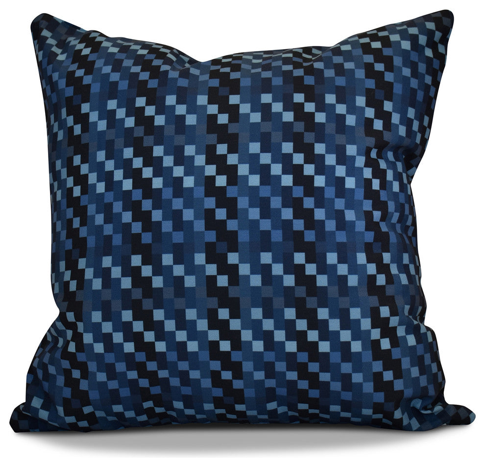 Mad for Plaid Geometric Print Pillow, Blue, 16"x16"
