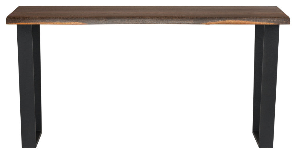Versailles Console Sofa Table In Seared Oak And Matte Black Steel Legs