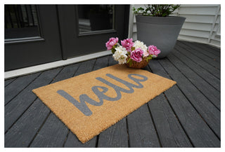 Calloway Mills Script Hello Doormats, Grey/ Natural, 17" X 29" X 0.60"