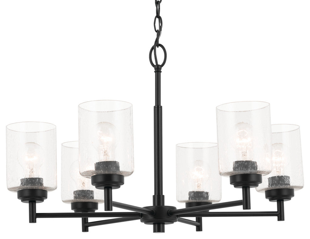 Winslow 26" 6 Light Chandelier With Clear Seeded Glass, Black