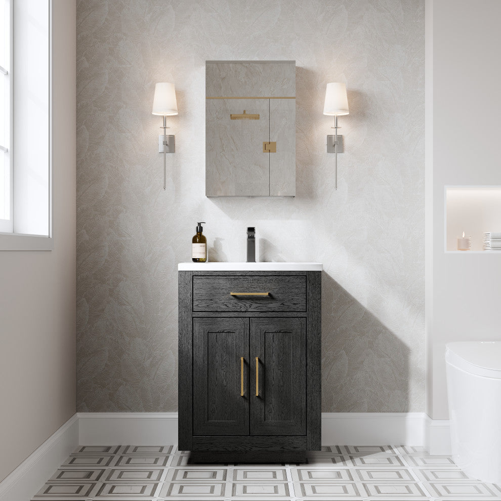 Recessed/Surface Mount Bathroom Medicine Cabinet, Soft-Close Blum Hinges, Left Swing, 16"x24"