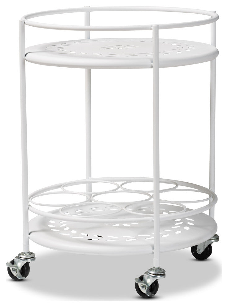 Joelle Industrial Kitchen Cart, White