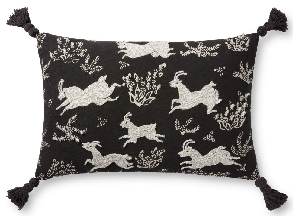 Loloi PLL0027 Black / Ivory 13" x 21" Cover Only Pillow