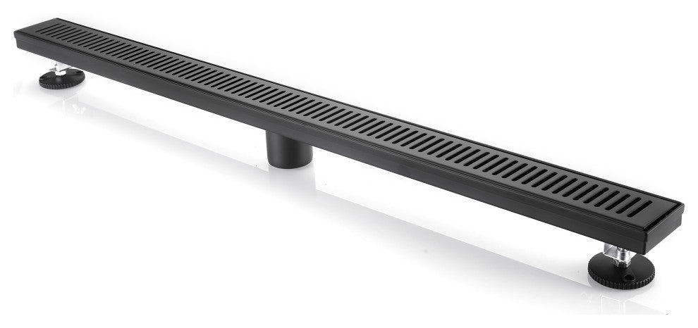 Stainless Steel Rectangular Linear Shower Floor Drain, Black, 36"