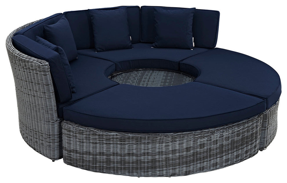 Canvas Navy Summon Circular Outdoor Patio Sunbrella Daybed