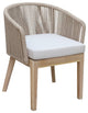 Benzara BM287768 Set of 2 Dining Chairs, Acacia Wood Frame, Beige Woven Rope