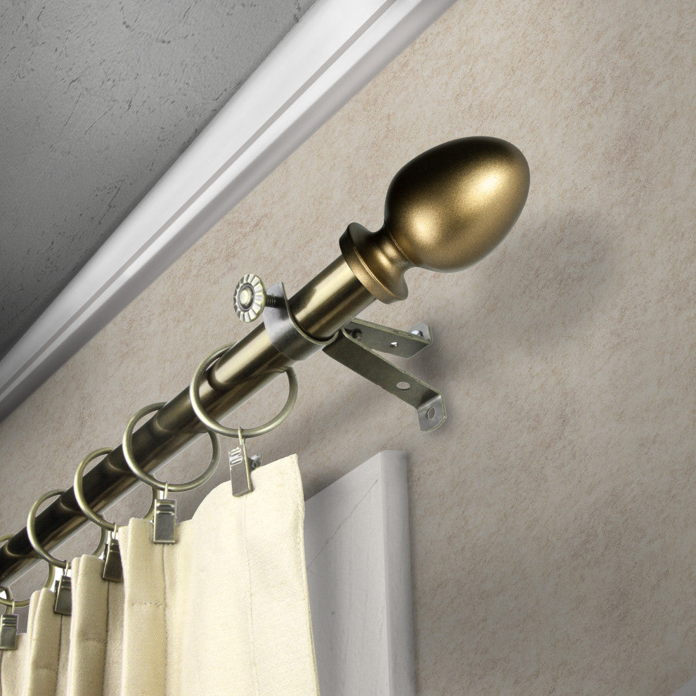 Faye 13/16" Curtain Rod, Antique Brass, 48-84"
