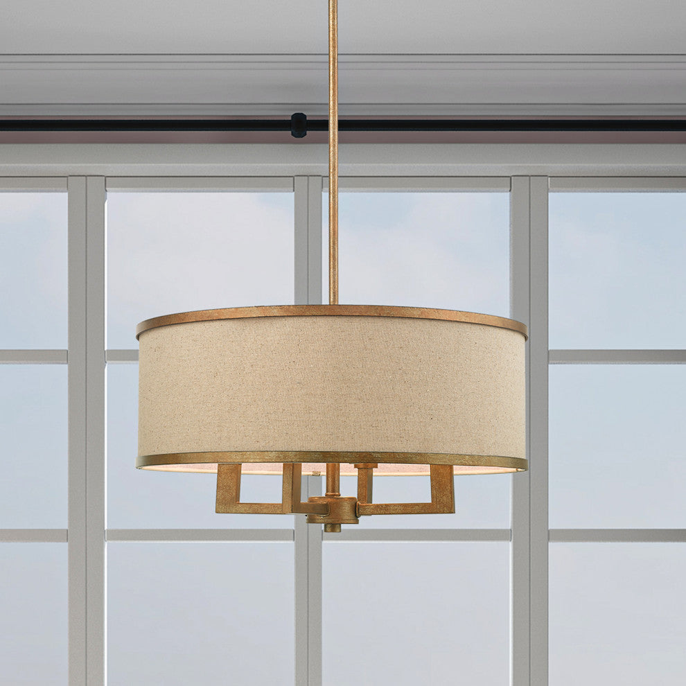 Park Ridge Chandelier, Hand-Painted Antique Gold Leaf