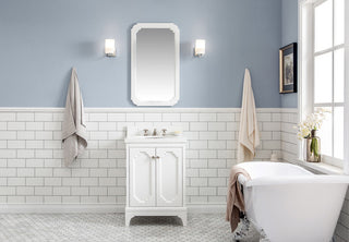 24" Wide Pure White Single Sink Quartz Carrara Bathroom Vanity