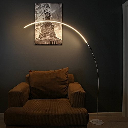 LED Floor Lamp, Curved, Contemporary Minimalist Lighting, Silver