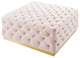 Tufted Accent Chair Ottoman, Square, Velvet, Pink, Modern, Lounge Hospitality