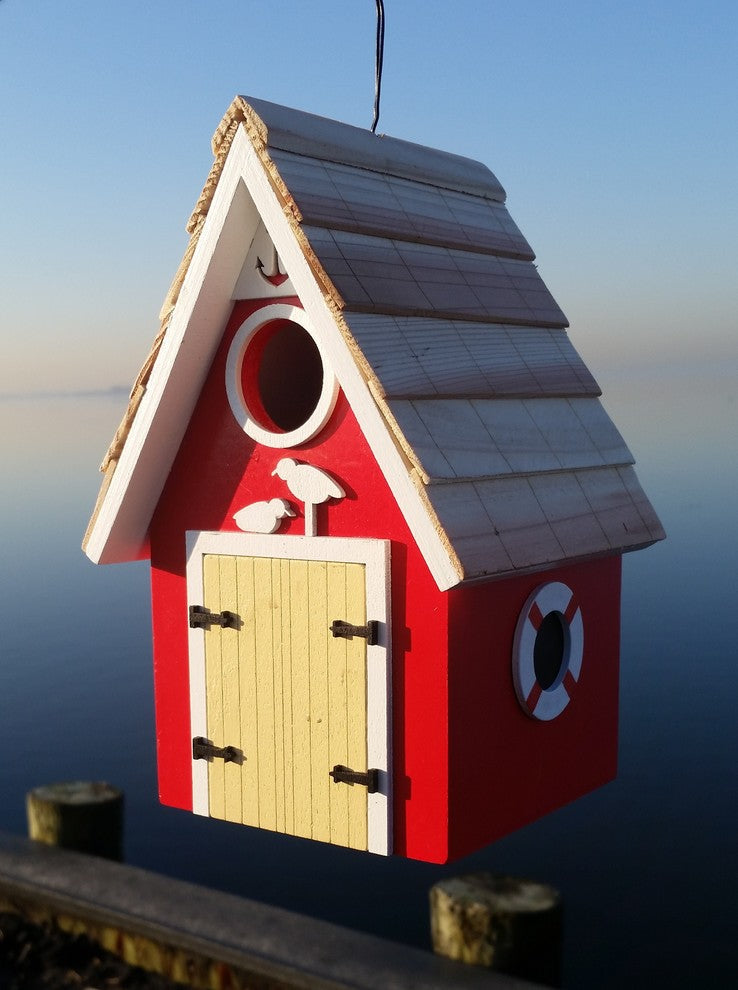 Dockside Cabin Birdhouse, Red