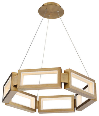 Mies 29" LED Chandelier 3000K, Aged Brass