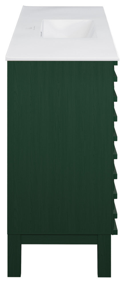 Cascade 48" Freestanding Bathroom Vanity, Green Oak With Sink Top