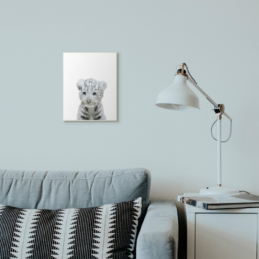 Cute Baby White Tiger Animal Kids Painting, 10"x15"