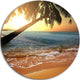 Beautiful Sunset On Tropical Beach, Seashore Disc Metal Wall Art, 23"