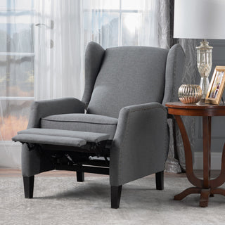 GDF Studio Weyland Contemporary Fabric Wingback Pushback Recliner, Charcoal