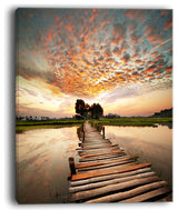 "Makeshift Wooden Pier Over River" Sea Bridge Canvas Wall Artwork, 30"x40"