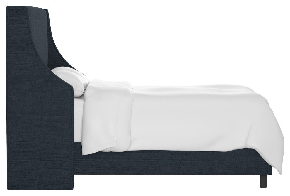 Wingback Bed, Linen Navy, King