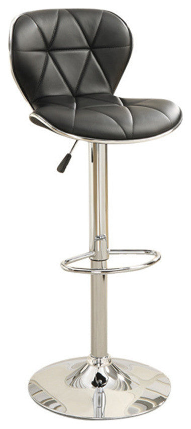 Leather Upholstered Bar Stool With Gas Lift Black Set Of 2