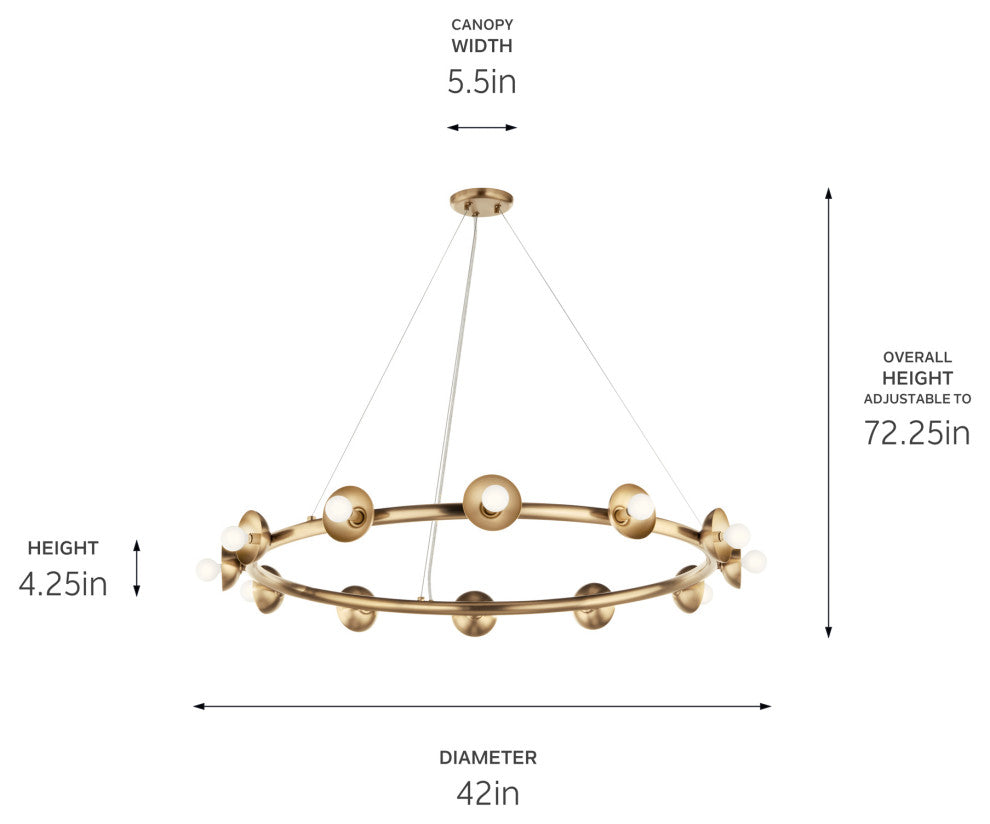 Palta 42" 12 Light Chandelier, Champagne Bronze