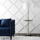 Luce Metal, Wood LED Floor Lamp With Table, Black, Brass, 59"