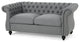 Chesterfield Loveseat, Birchwood Legs With Tufted Back & Rolled Arms, Dark Gray