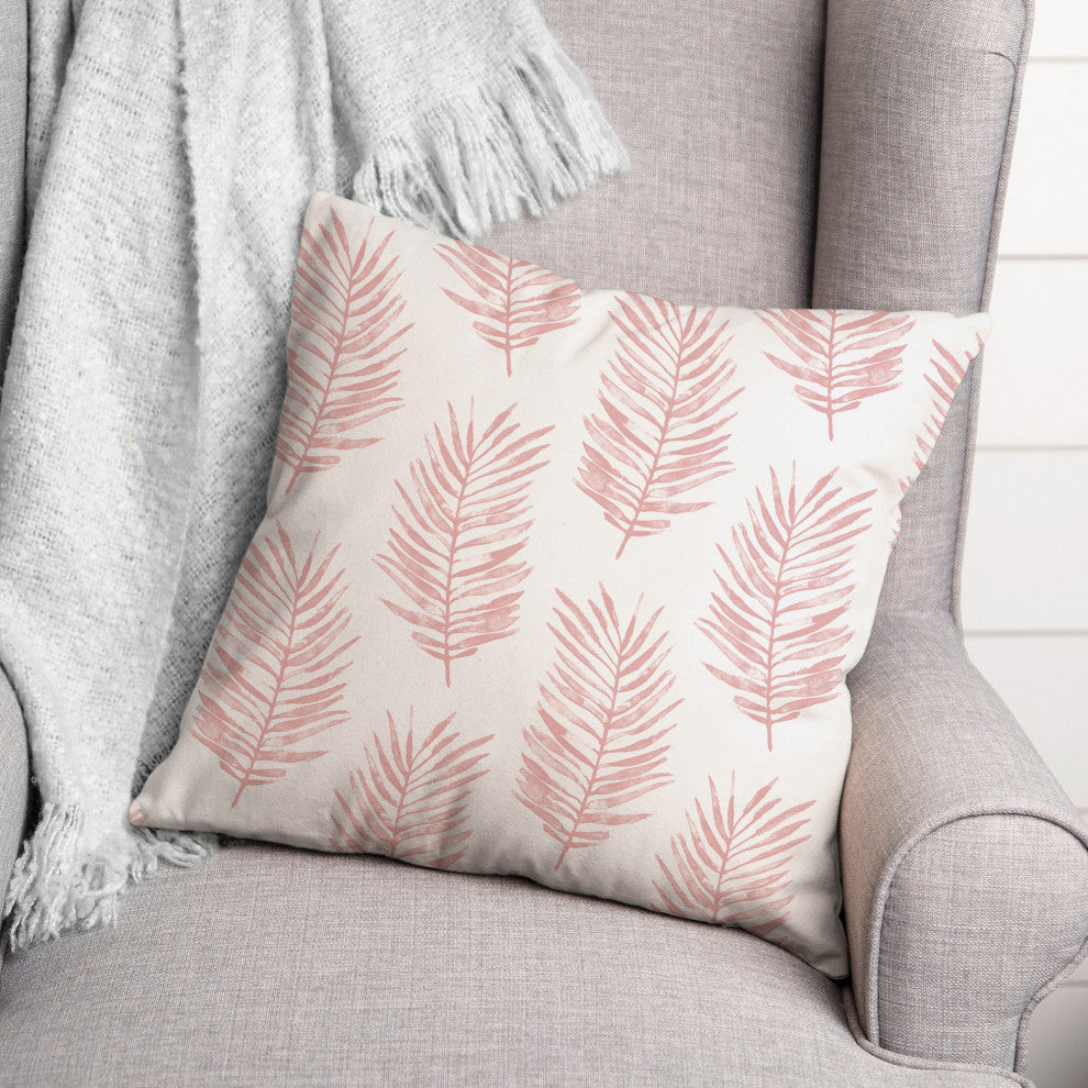 Pink Fern Leaves 20x20 Indoor/Outdoor Pillow