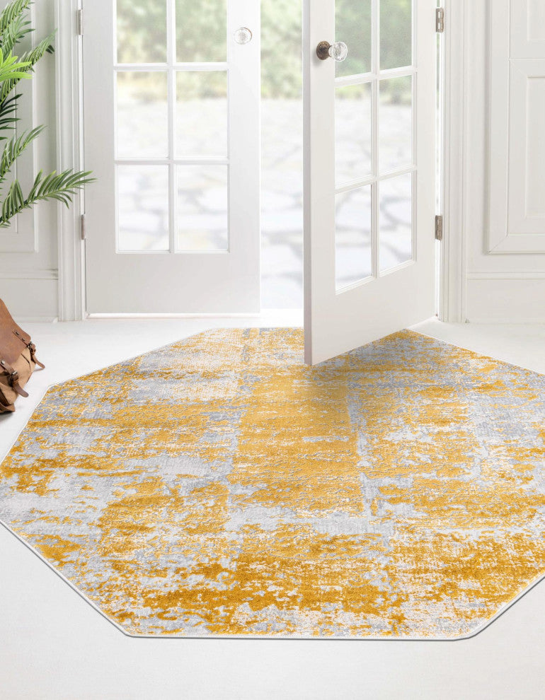Unique Loom Elizabeth Finsbury Rug, Yellow, 5'3"x5'3" Octagon