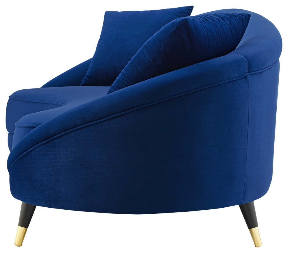 Sofa, Velvet, Blue Navy, Modern, Living Lounge Room Hotel Lobby Hospitality