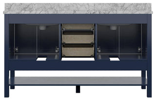 Affinity Bathroom Vanity With Carrara Marble Countertop, Blue, 61 in