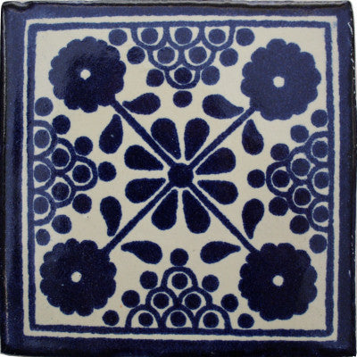 4.2x4.2 9 pcs Blue Damasco Talavera Mexican Tile