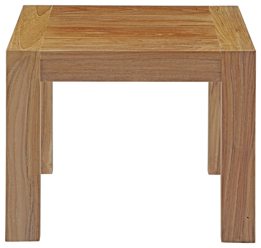 Lounge Coffee Side Table, Square, Brown Natural, Wood, Modern, Outdoor Patio