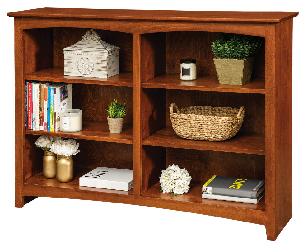 Solid Wood Six Shelf Bookcase, Warm Cherry