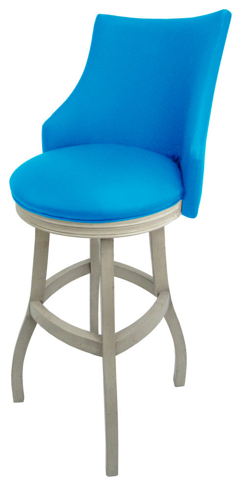 Swivel Tall Wood Bar Stool 34", Bellissima, Carolina Blue, Antique White