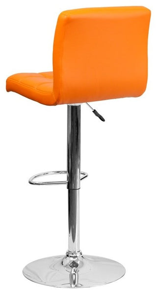Estella Mid-Back Orange Quilted Vinyl Swivel Adjustable Bar/Counter Stool