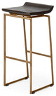 Givens Dark Brown Solid Wood Seat with Gold Metal Frame Bar Stool