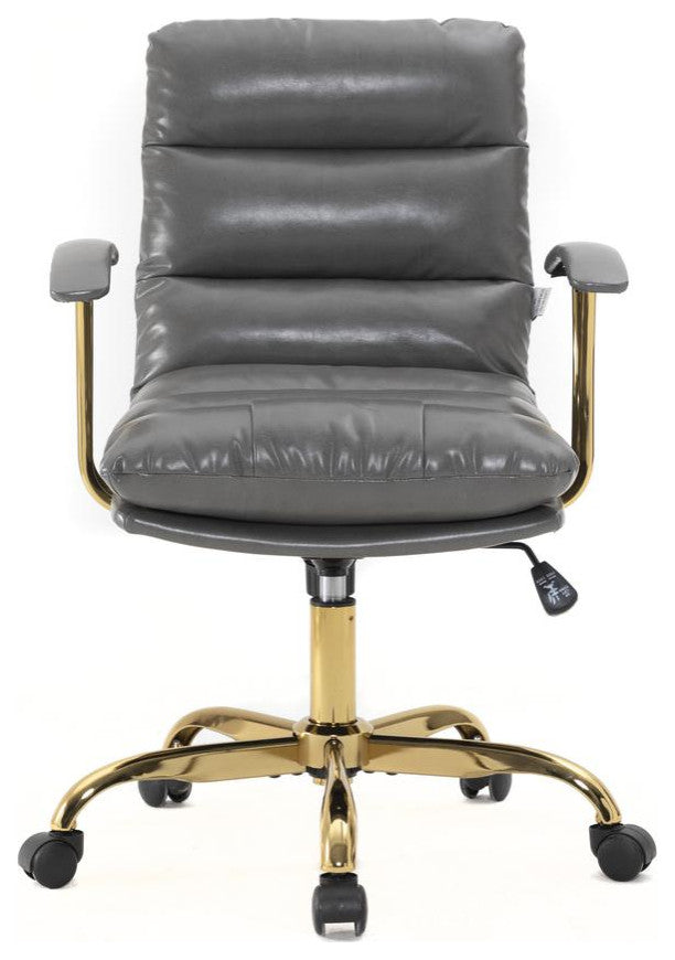 LeisureMod RO19GRL Regina Modern Titanium Grey Executive Leather Office Chair