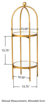 42.00"H Regency Modern 2-Tier Gold Mirror Organizer Floor Shelf