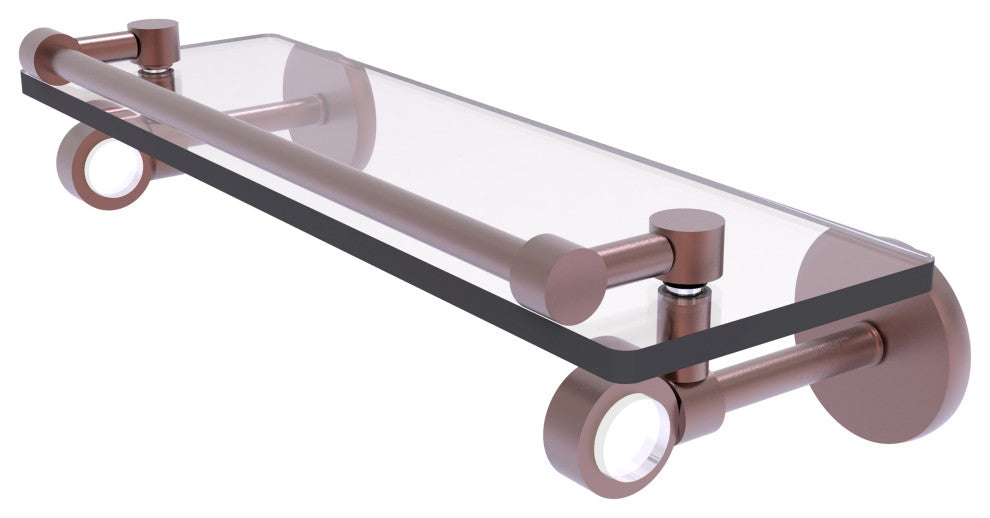 Clearview 16" Glass Shelf with Gallery Rail, Antique Copper