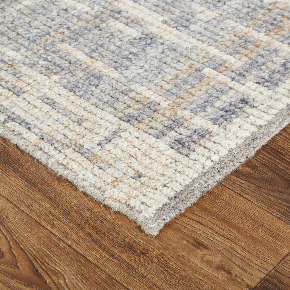 Weave & Wander Rheed Wool Rug, Gray/Blue/Ivory, 7ft-9in x 9ft-9in Rug