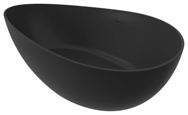 63in Solid Surface Freestanding Bathtub in Matte White, Matte Black