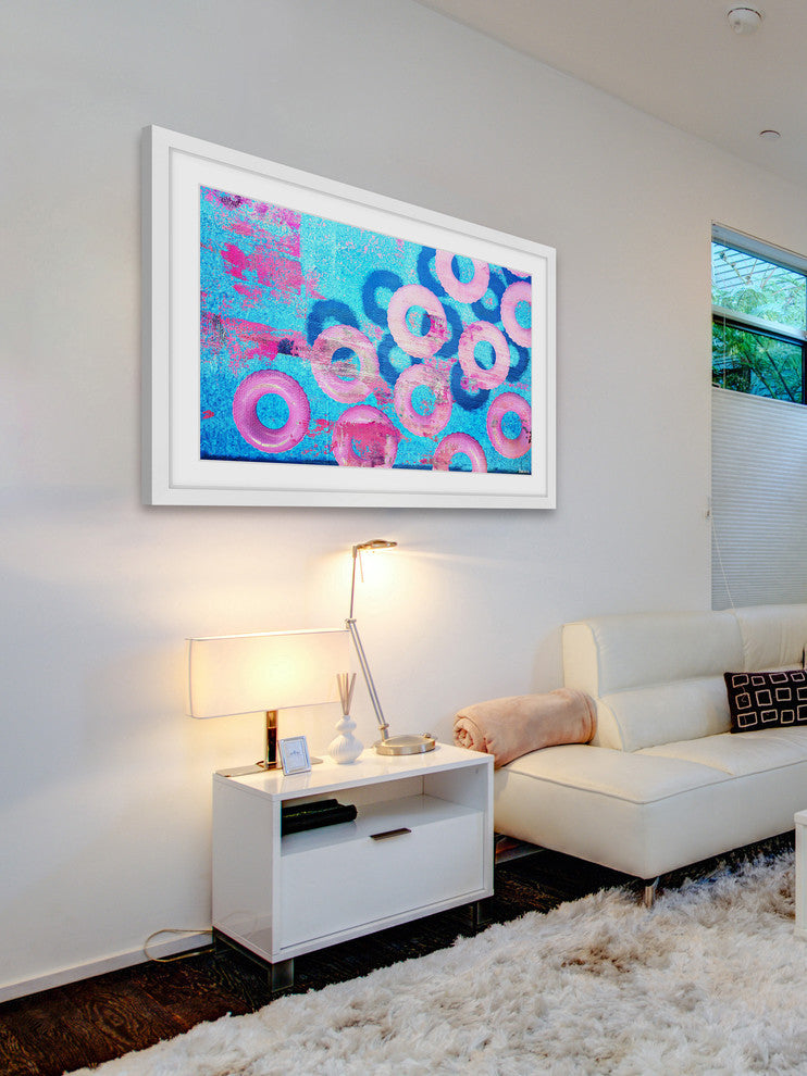 "Pink Inflatables" Framed Painting Print, 24"x16"