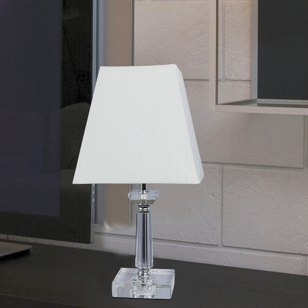 Fangio Lighting 15" Crystal and Metal Table Lamp With Chrome Accents