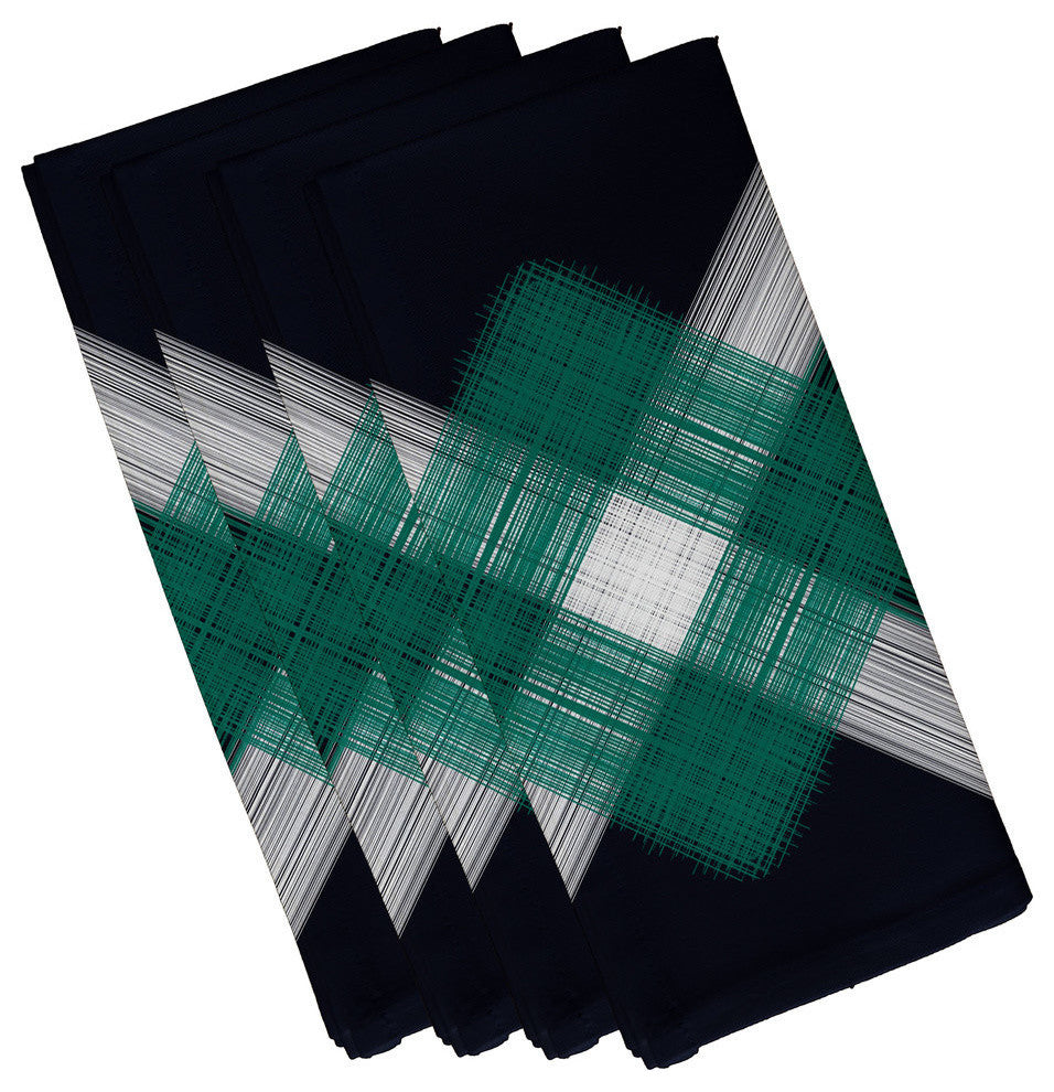 String Art, Geometric Print Napkin, Navy Blue, Set of 4