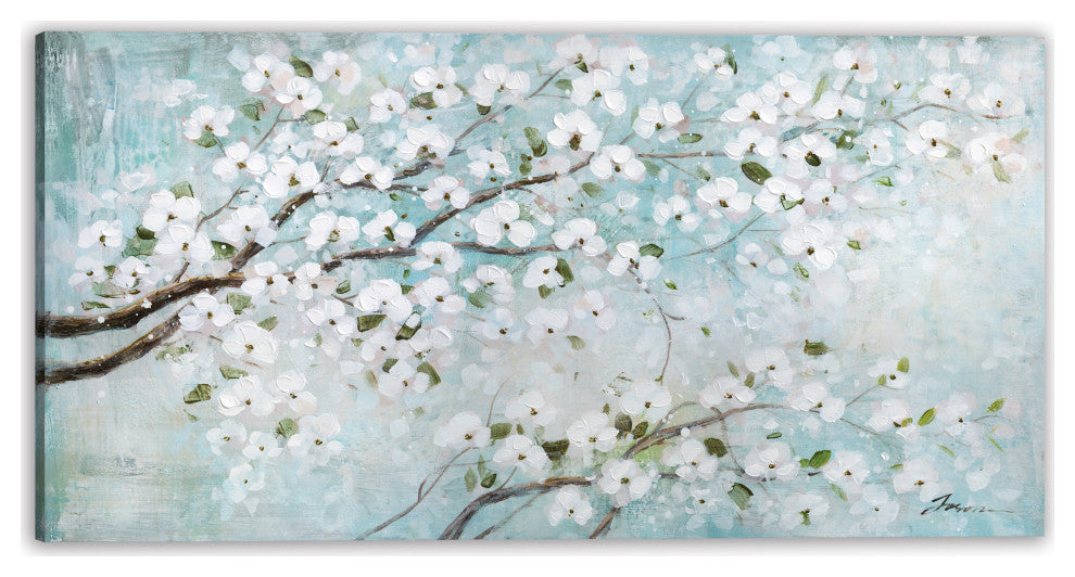 Abstract cherry blossom - Oil Painting Print on Wrapped Canvas, Wall art, 48"x24"