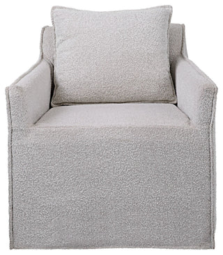 Uttermost 23658 Avila 28"W Contemporary Boucle Slipcover Swivel - Gray Boucle