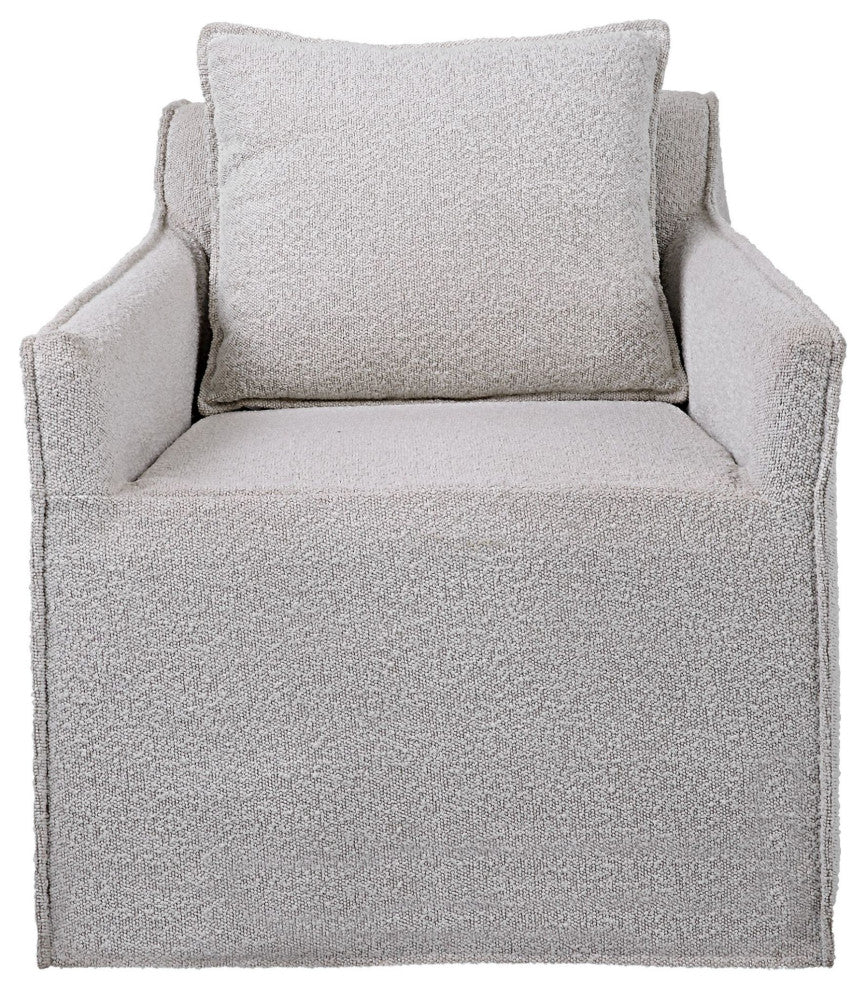 Uttermost 23658 Avila 28"W Contemporary Boucle Slipcover Swivel - Gray Boucle